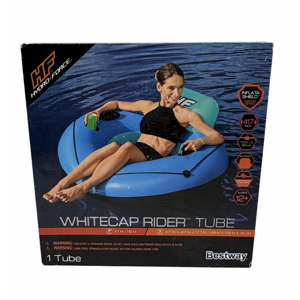 Bestway Hydro-Force Whitecap Rider Tube 41.7" Holds 198 lbs Blue Summer Mesh Bot